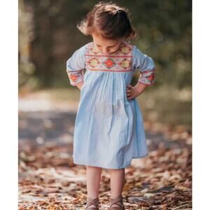 Cheeni Lysette Dress Oxacan Embroidered Striped Mi Golondria ~ Size 3T Adorable